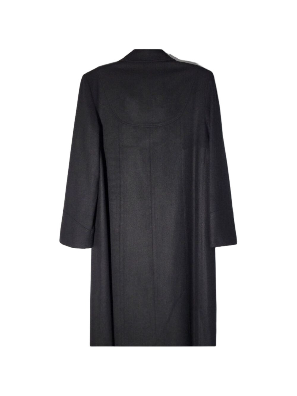 Vintage 90s Braefair Black Wool Mix Long Overcoat Trench Size 12 - Picture 5 of 15